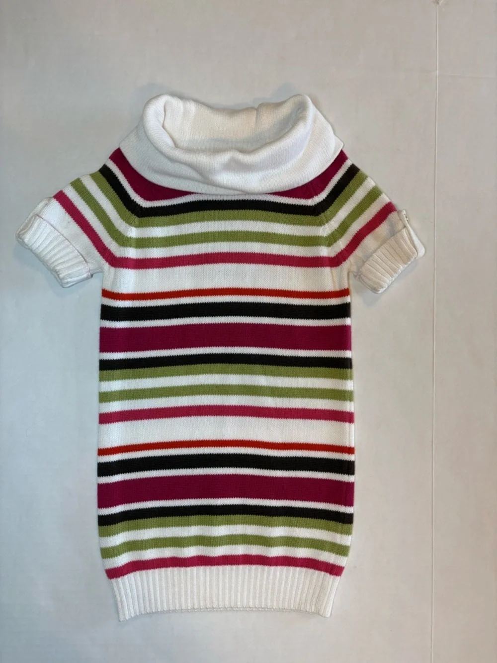 Gymboree Short Sleeve Turtleneck Sweater Dress Horizontal Stripes 100% Cotton S